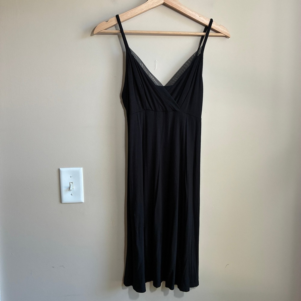 Stars Above Beautifully Soft Chemise Nightgown M Black Womens Modal Mesh Trim